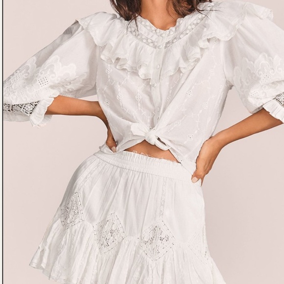LOVESHACKFANCY Dresses & Skirts - LOVESHACKFANCY adia skirt in true white sz XS